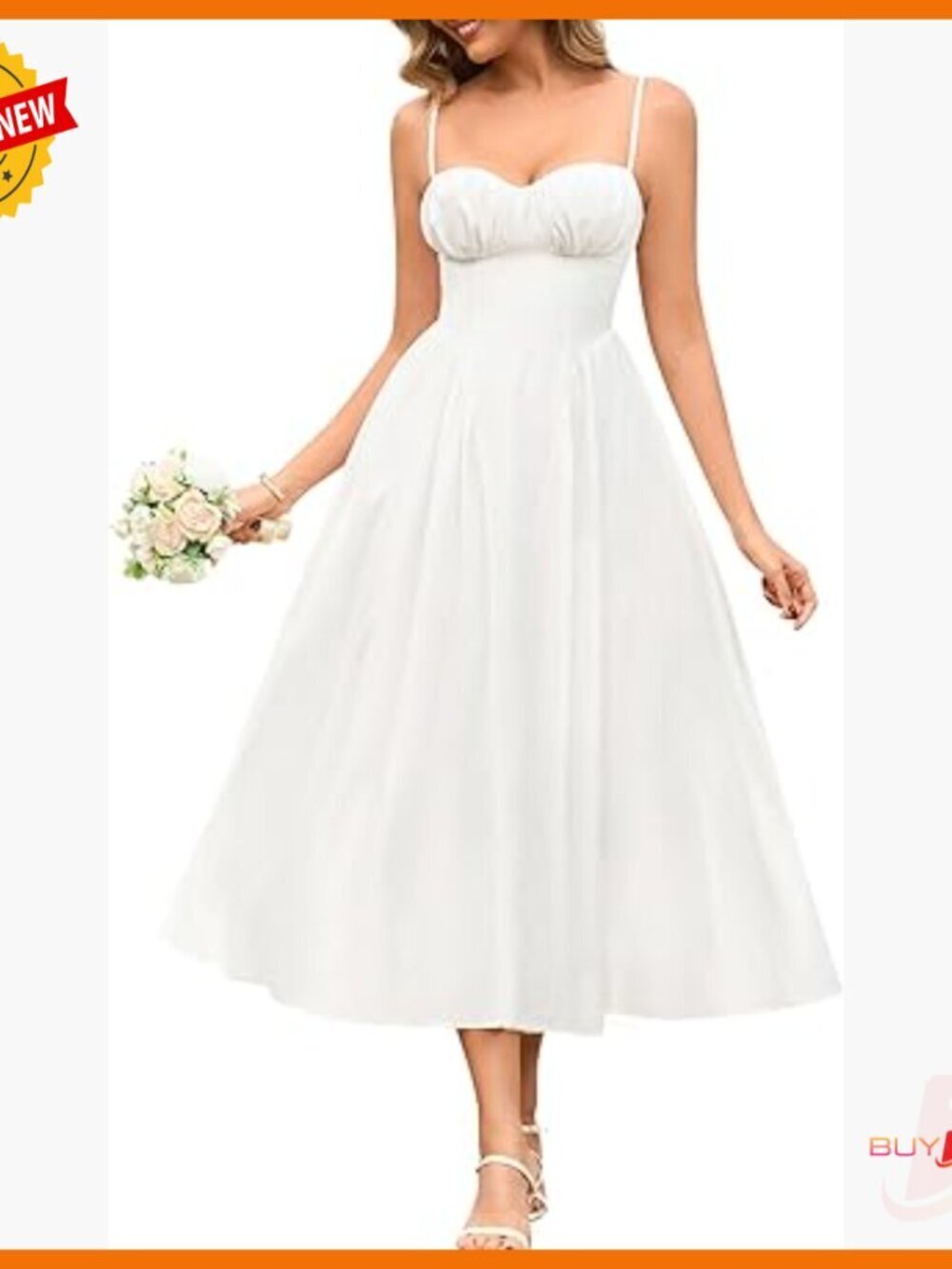 Floral Midi Dress Spaghetti Strap Lace Up A Line Sundress Wedding Guest